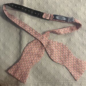 Men's SERO Pink Self-Tie Bow Tie with Blue Whale Design